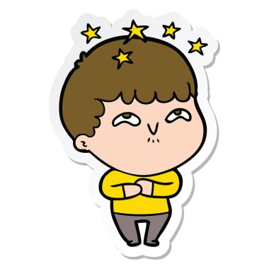 bir çizgi film hayran çocuğun etiket