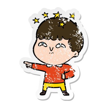 bir çizgi film hayran çocuğun sıkıntılı etiket