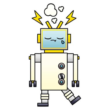 ağlayan bir robot degrade gölgeli çizgi film