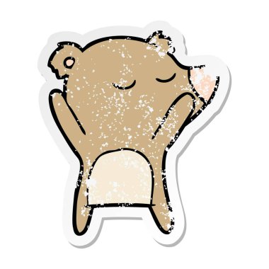 mutlu karikatür ayı sıkıntılı etiket