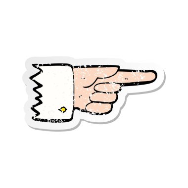 Retro etiket el simgesi işaret eden bir karikatür sıkıntılı