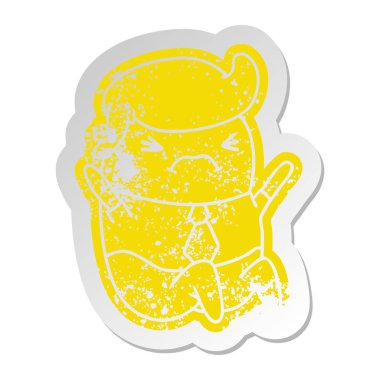 kawaii iş adamı, sıkıntılı eski çizgi film etiketi