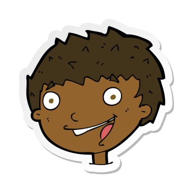 etiket bir karikatür gülen çocuk