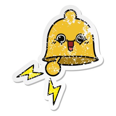 Zili çalmadan bir sevimli çizgi sıkıntılı etiket