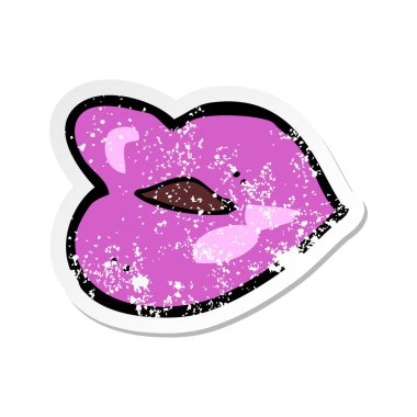 bir çizgi film dudak Retro sıkıntılı etiket