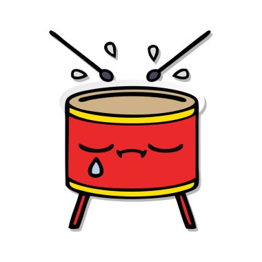 sevimli çizgi üzgün davul sıkıntılı etiket