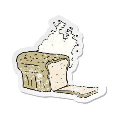 Retro bir karikatür taze ekmek etiket sıkıntılı