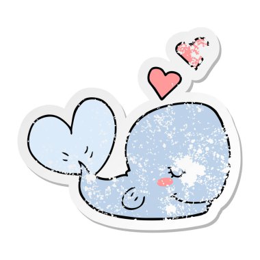 aşık bir karikatür balinanın sıkıntılı etiket