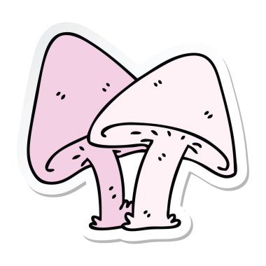 ilginç bir el etiket karikatür mantar çizilmiş