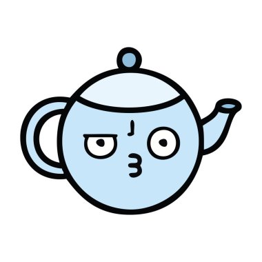 sevimli çizgi bir çay tencere