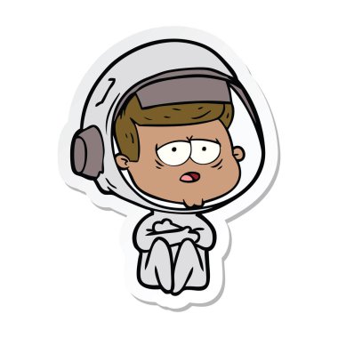 bir çizgi film yorgun astronotun etiket