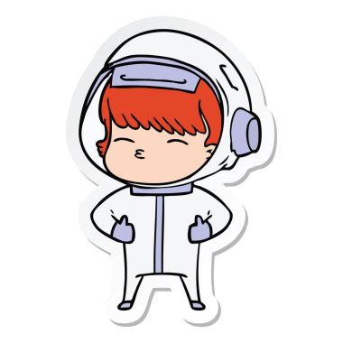 bir çizgi film meraklı astronotun etiket