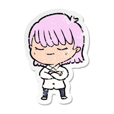 bir çizgi film kadının sıkıntılı etiket