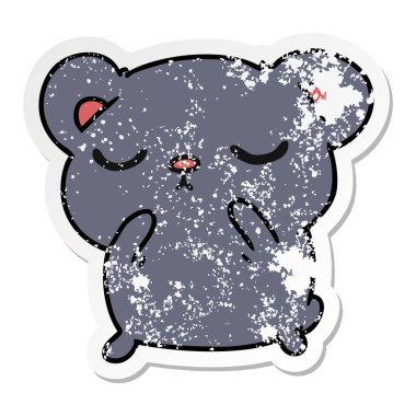 sevimli ayı serbest el çekilmiş sıkıntılı etiket çizgi film