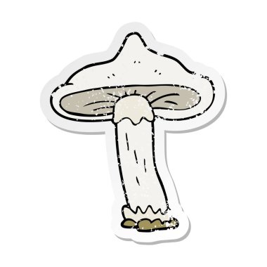 bir çizgi film mantar Retro sıkıntılı etiket