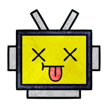 Retro grunge doku çizgi film robot baş