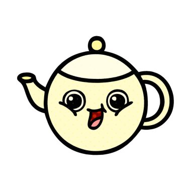 çizgi roman tarzı karikatür bir çaydanlık