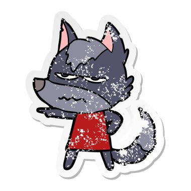 bir karikatür rahatsız kurt sıkıntılı etiket