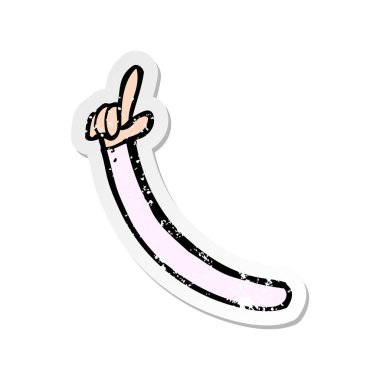 Retro bir karikatür işaretleme kol etiket sıkıntılı