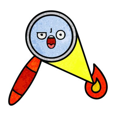 Retro grunge doku karikatür bir büyüteç