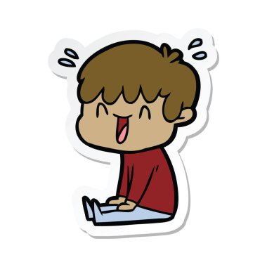 etiket bir karikatür gülen çocuk