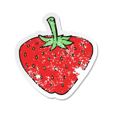 Retro bir çizgi film çilek etiket sıkıntılı