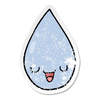 bir çizgi film yağmur damlası sıkıntılı etiket