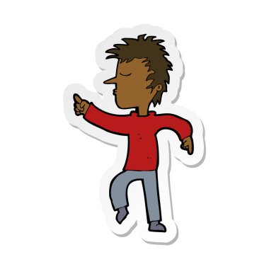 etiket işaret eden bir çizgi film adamın