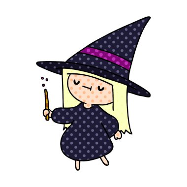 bir şirin kawaii cadı kız çizgi film gösterimi