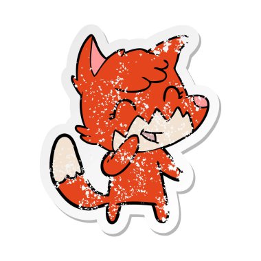 mutlu karikatür tilki, sıkıntılı etiket