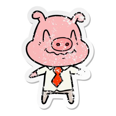 gergin çizgi film domuz patronu'nun sıkıntılı etiket