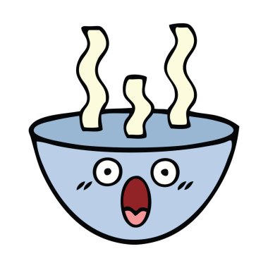 bir kase sıcak çorba sevimli çizgi