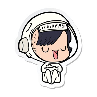 bir çizgi film astronot kadının etiket