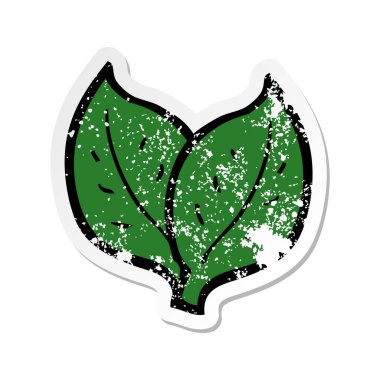 bir çizgi film yaprak Retro sıkıntılı etiket