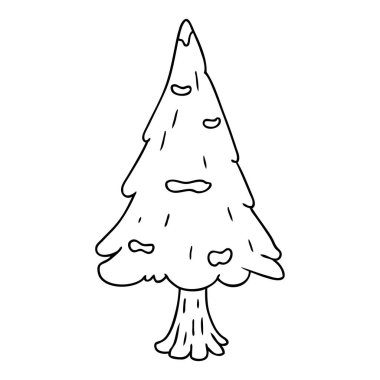 çizim için doodle tek karla kaplı ağaç