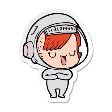 bir çizgi film astronot kadının etiket