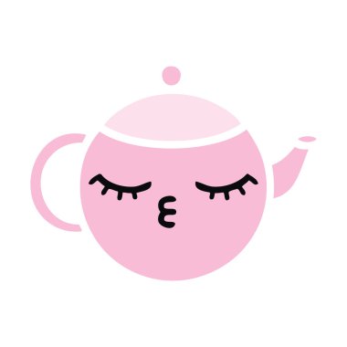 düz renk retro karikatür çaydanlık