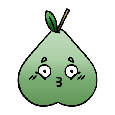 yeşil armut degrade gölgeli karikatür