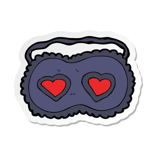 Klistermärke Tecknad Sovande Mask Med Love Hjärtan — Stock vektor