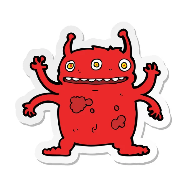 Autocollant Monstre Alien Dessin Animé — Image vectorielle