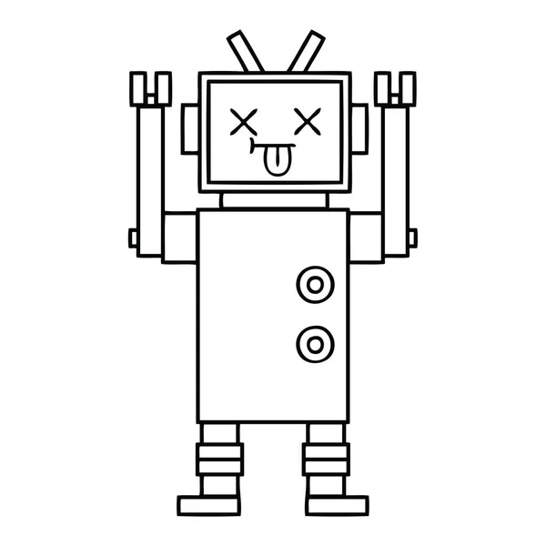 Linienzeichnung Karikatur Eines Roboters — Stockvektor