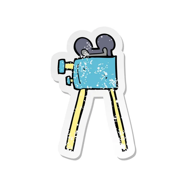 Retro noodlijdende sticker van een cartoon filmcamera — Stockvector