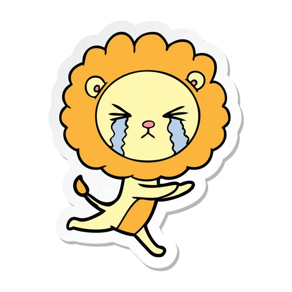 Αυτοκόλλητο Από Μια Γελοιογραφία Κλάμα Λιοντάρι — Διανυσματικό Αρχείο
