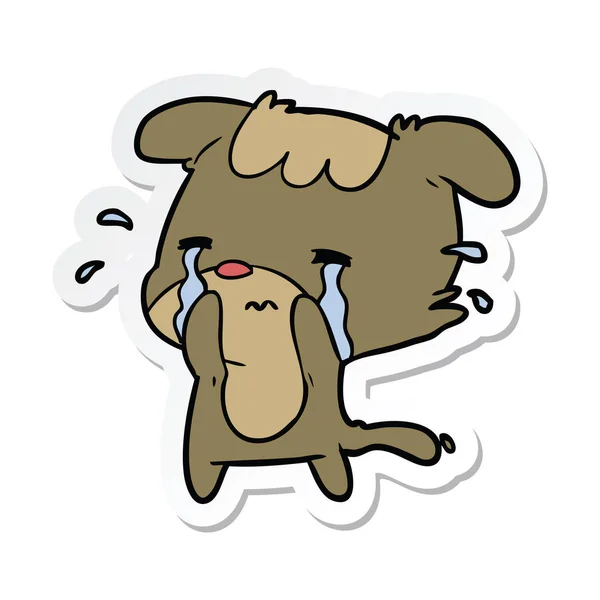 Sticker of a cartoon sad dog — Stock Vector