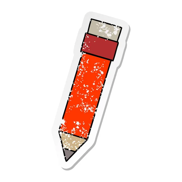 Aufkleber Eines Skurrilen Handgezeichneten Cartoon Bleistifts — Stockvektor