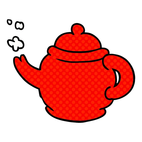 蓝色茶壶的卡通涂鸦 — 图库矢量图片