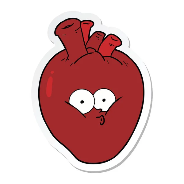 Aufkleber eines Cartoons verwirrt Herz — Stockvektor