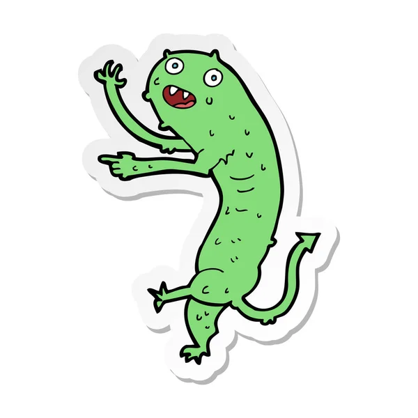 Sticker Cartoon Gross Little Monster — Stock Vector