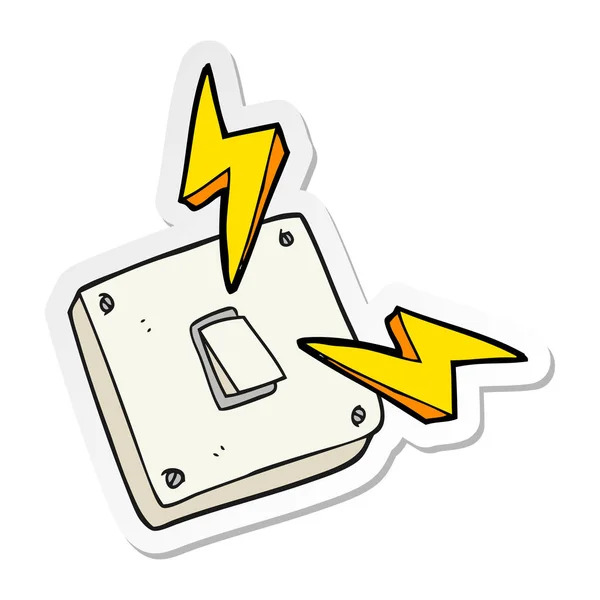 Klistermärke av en tecknad gnistbildning elektriskt ljus switch — Stock vektor