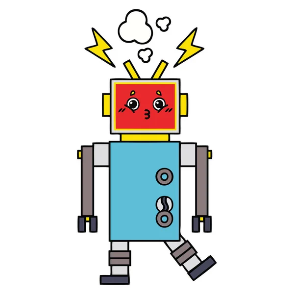 귀여운 만화 로봇 오작동 — 스톡 벡터